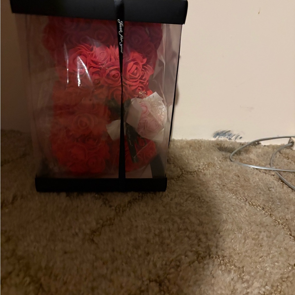 Rose Teddy Bear in Black Box